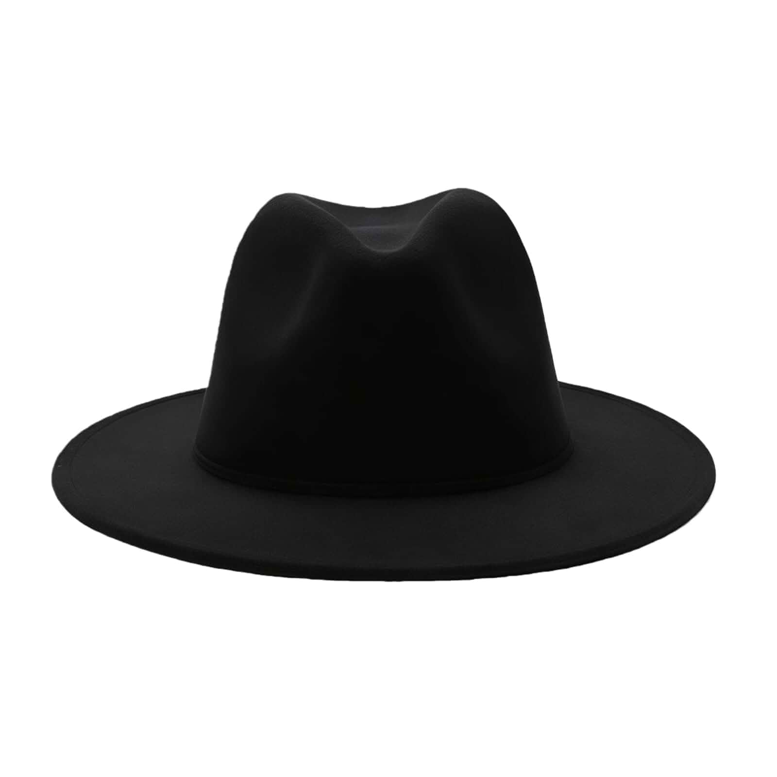 OHEETU Classic Black Fedora Hat Wide Brim Felt Panama Hats Unisex Jazz Church Derby Cap for Wedding Party Daily Wear