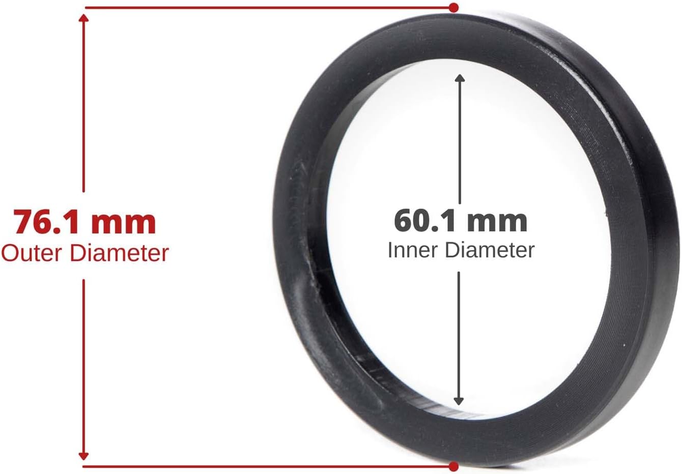 Circuit Performance 76.1mm OD to 60.1mm ID Black Nylon Plastic Polycarbonate Hub Centric Spigot Rings (Compatible with TSW Wheels)