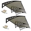 SUPER DEAL 2 Pack of 40" x 80" Overhead Door Window Outdoor Awning Canopy Patio Cover Modern Polycarbonate Rain Snow Protection (Brown)
