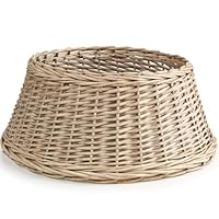 Christmas Tree Skirt Woven Willow Xmas Tree Collar Wicker Rattan Christmas Tree Trunk Basket Guard Base Rustic Handcrafted Tree Ring -Ideal for Trees 7ft and Below Bottom Diameter 57cm