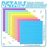 Qeeenar 8 Pads Big Sticky Notes 11 x 11 Inch Lined Jumbo Large Sticky Notes for Wall,Giant Strong Power Memo Square Post for Office, 25 Sheets/Pad(Bright Color)