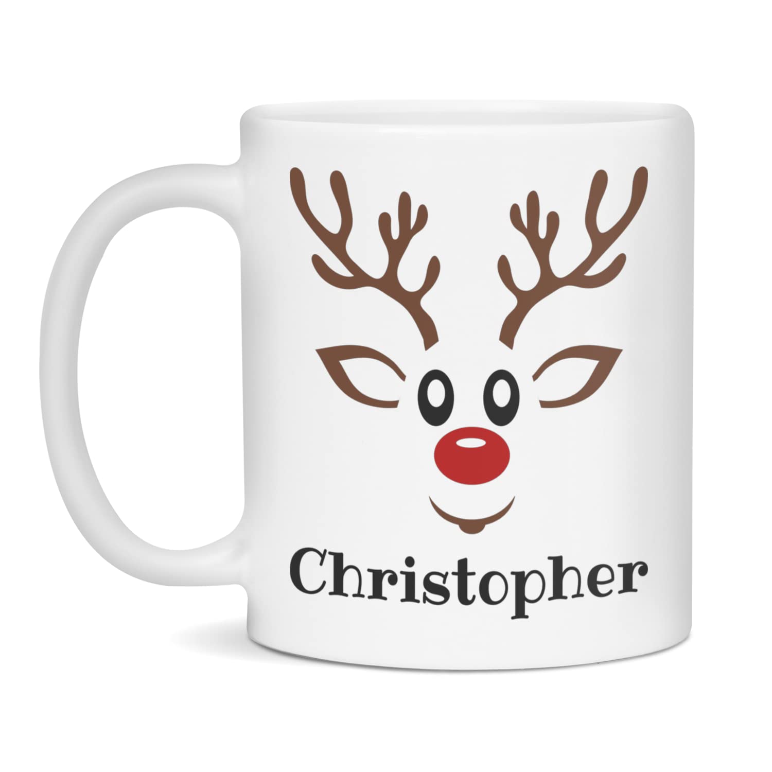 Reindeer Christmas Coffee of Hot Cocoa Mug for Christopher, 11-Ounce White
