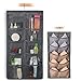 FHSQX Closet & Door Hanging Organizer with Rotating Metal Hanger, Mesh Pockets and Dual Sided Wall Shelf Wardrobe Storage Bags for Bra Sock Shoe Jewelry Gadget
