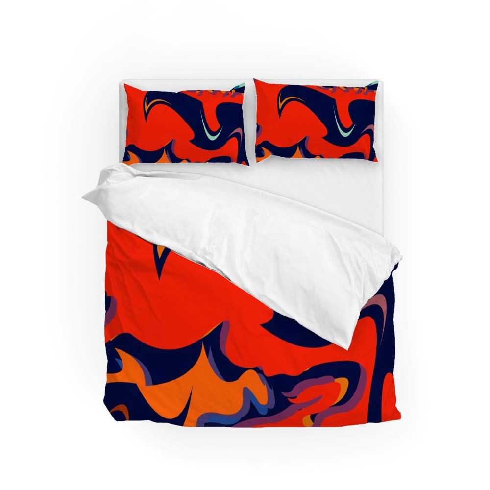 Housse de couette rouge sans repassage et 2 taies d'oreiller en tissu résistant aux plis