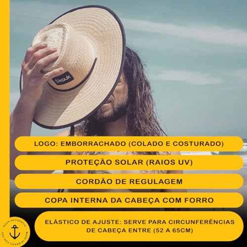 Chapéu de Palha Coqueiro Estampado Surf Praia Saída Verão Sol Masculino Feminino Unissex Aba Larga R