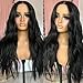 XCHJH Synthetic Lace Front Wig 26 Inch Black Wig for Women 13x4x1 T-Part Long Wavy Wig Natural Looking Synthetic Heat Resistant Wig for Daily Party