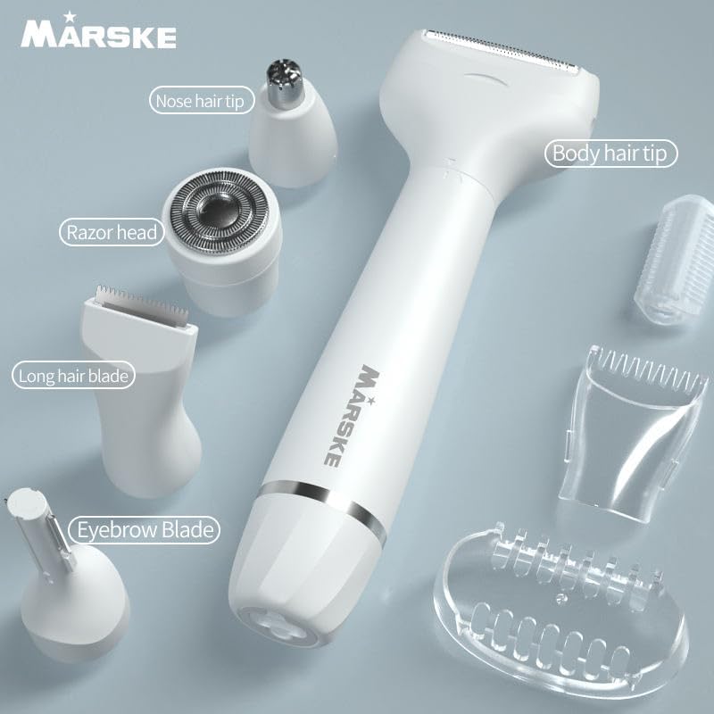 Electric Razors for Women, Bikini Trimmer for Women 5 in 1 Body Shaver for Nose Hair Face Eyebrow Arms Legs Armpit Underarm Pubic Area, Replaceable Lady Facial Razor Painless USB Charge Female Gift