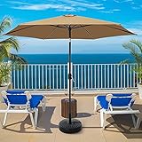 Duerer 9ft Patio Umbrella Outdoor Umbrella Market Table Umbrella with Push Button Tilt and Crank, Large Portable Umbrella Outdoor Ideal for Patio, Garden, Lawn, Deck, Backyard & Pool, Beige