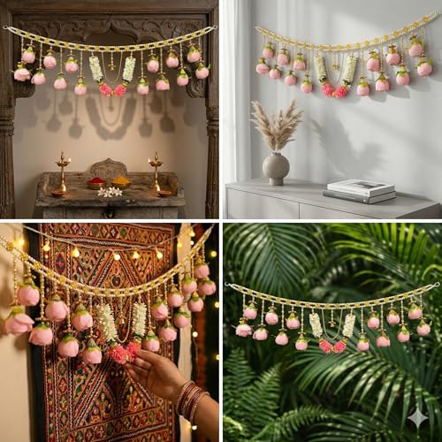 Image of iHandikart Flower Beads Toran for Main Door | 40 Inch, Floral Door Bandanwar for Festive Home Entrance Decor, Diwali & Wedding Decoration, Perfect Home Decor Items for Entrance & Housewarming Gifts