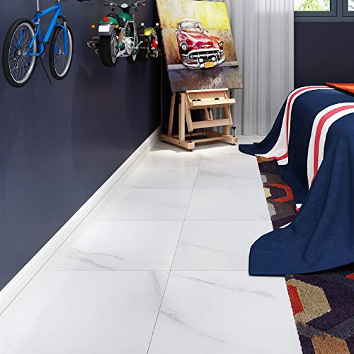 Livelynine Peel And Stick Floor Tile White 12X12 Inch 32 Pack Self Adhesive Vinyl Flooring Peel And Stick Tiles For Kitchen Bedroom Rental Waterproof Laminate Flooring Bathroom Linoleum Flooring Tiles #TOP3