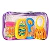 Halilit Baby Band Musical Instrument Gift Set. 4 Piece Musical Sensory set Includes a Rainboshaker, Clip Clap, Cage Bell, Baby Maraca and Clear Carry Case. Suitable for Boys and Girls 6 month +