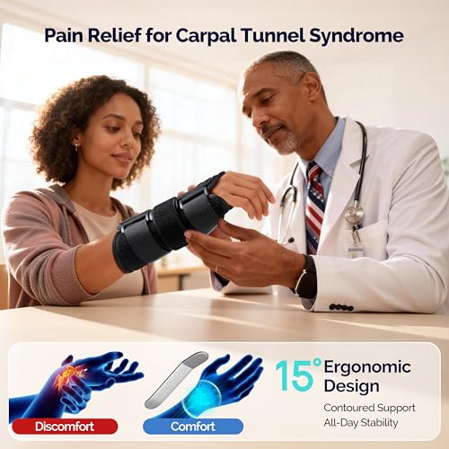 Image of FEATOL 2 Pack Blue Black Wrist Brace for Carpal Tunnel - Pain Relief for Sprain, Arthritis, Tendonitis, Injuries, Wrist Pain, Cockup Wrist - Wrist Brace Night Support Both Hand with Removeable Splint - For Men & Women Large /X-Large Size