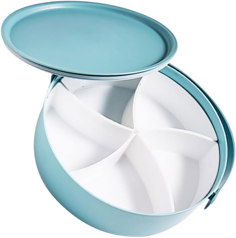 Multifunctional Candy Storage Container with Lid, Divided Snack Serving Tray Made of Sturdy Pp Material, Blue Candy Holder for Office and Leisure Time, Simple and Fashionable