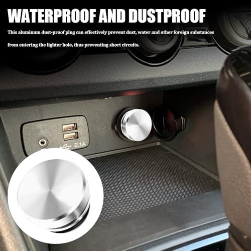 Image of Cigarette Lighter Plug Cover, Eject Button Car Cigarette Lighter, Standard 12 Volt Power Source Aluminum Dustproof Plug Universal Fits Most Vehicles (Silver-K3)
