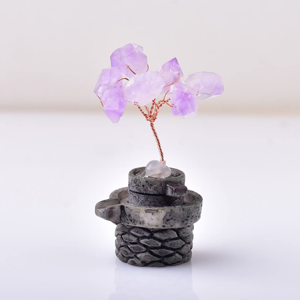 Arbre de vie en améthyste naturelle sculpté main pour une décoration minérale unique