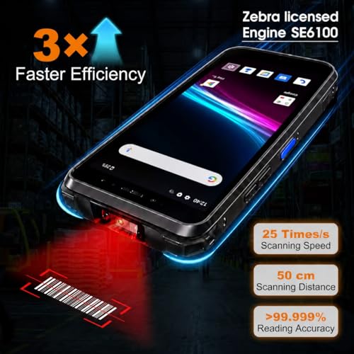 Image of FARSET F20X-1 Android 12 Barcode Scanner PDA, 6GB RAM 64GB ROM,1D /2D /QR Scan Zebra Licensed Engine SE6100, 5000mAh Removable Battery, IP67 for Inventory, Warehouse, Logistics, 2026