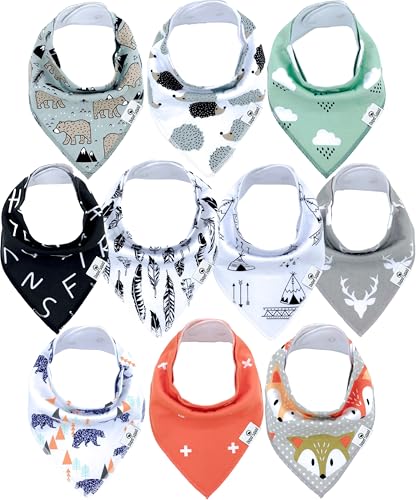 Image of DiaperSquad's 100% Organic Cotton Baby Drool Bibs, Super Absorbent & Adjustable Baby Bibs for Drooling and Teething