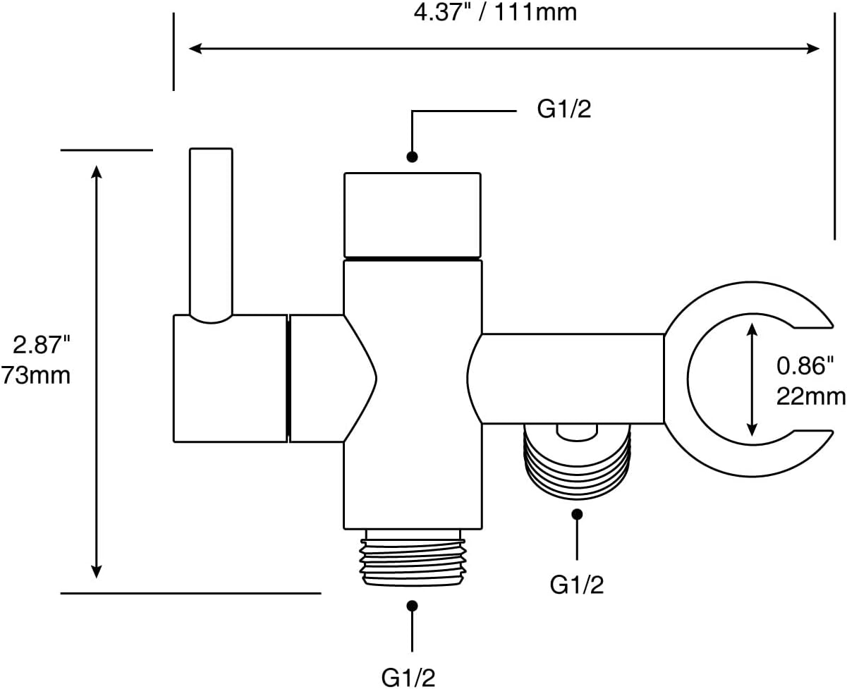 Brass Shower Arm Diverter with Handshower Mount Universal Shower Wand Holder Valve Bathroom 3-Way Universal Shower System Replacement for Handheld Shower and Fixed Shower Head,Matte Black
