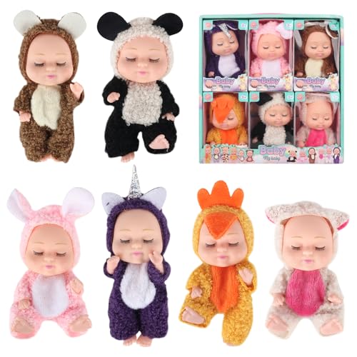 Fiotha 6 Piezas Mini Bebe Reborn, Bebe de Silicona, Muñecas Reborn, Muñeca Bebe, Realista Muñecas Reborn Bebé, Realista, Suave al Tacto, Muñecas para Niñas, para Niños y Niñas