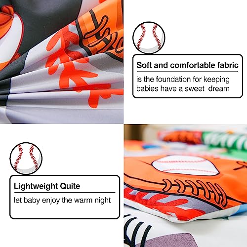 A Nice Night Sports Patchwork For Boys Basketball Baseball Gloves Cups Gym Suit Style Toddler Bedding Set,Includes Comforter, Flat Sheet, Fitted Sheet And Pillowcase,With Game Printed Lining #TOP4