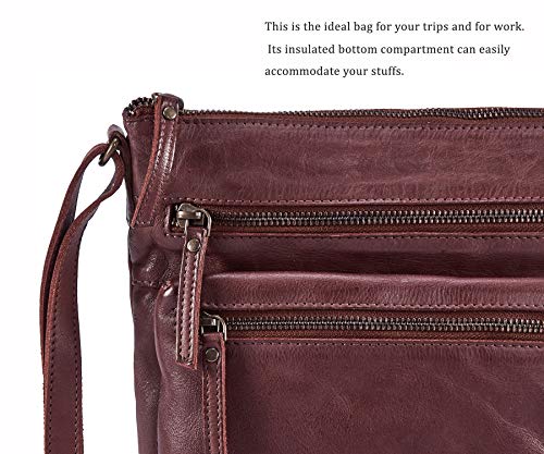 Small Genuine Leather Crossbody Bags for Women Vintage Travel Sling Purses & Handbags Shoulder Crossover (Burgundy Washed Vintage)