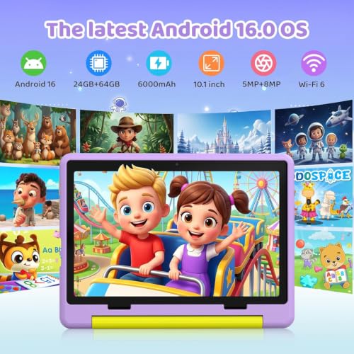 Image of Kids Tablet,Android 16 Tablet for Kids 10 inch with Case,24GB RAM 64GB ROM