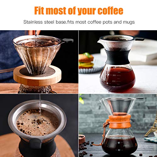 Meichu Coffee Filter For Chemex Stainless Steel 2Pcs Pour Over Metal Coffee Dripper Reusable Cone Filter For Chemex, Carafes And Other Coffee Makers #TOP1