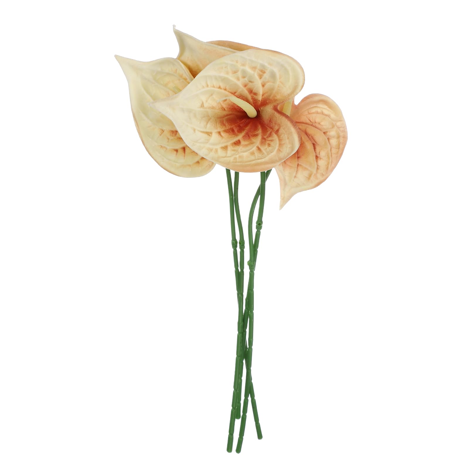 sourcing map 4Pcs 11inch Artificial Anthurium Lily Flowers, Permanent Flower Bouquet for Home Arrangements Wedding Festival Decoration Crafts Store Decor Accessories, Champagne