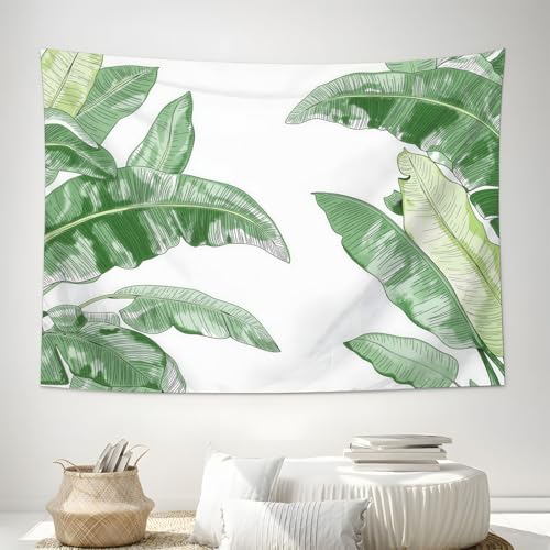 Tapisserie feuilles de bananier pour rénover un mur de salon