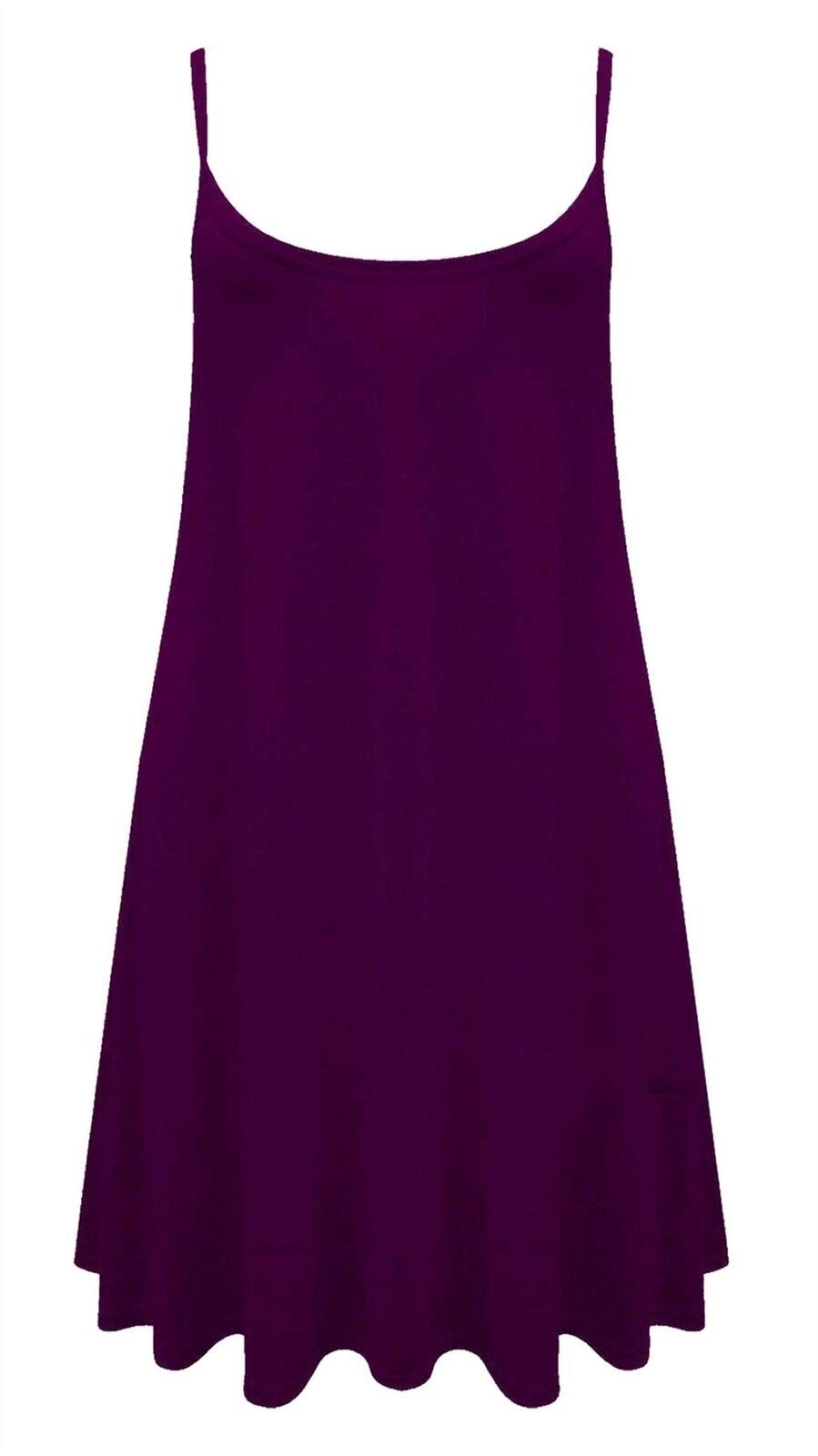 FASHION 7STAR Plus Size Womens Printed Strappy Sleeveless Ladies Mini Dress Vest Top Plain Swing Top 8-26