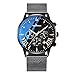 MICGIGI Montre analogique à Quartz pour Homme avec Bracelet en Maille en Acier Inoxydable Étanche