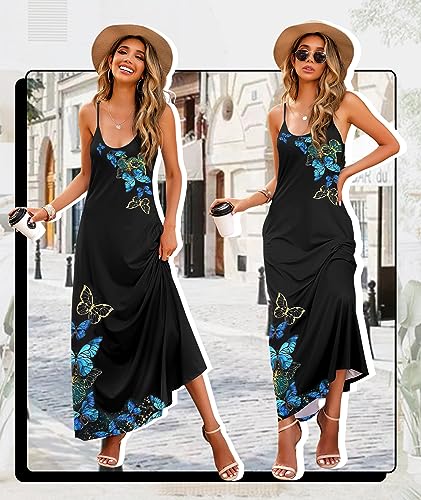 Image of Wolddress Womens Maxi Dress with Pockets 2026 Casual Strap Plus Size Loose Plain Long Office Summer Beach Travel Dresses S-5X