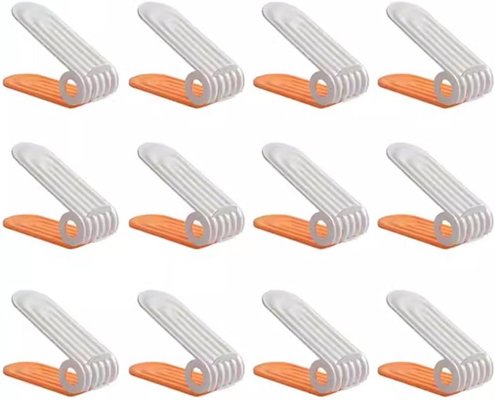 Shoe Slots Organizer 12 Piece Shoe Cabinet Organizer, PP Material Saves Space and is Easy to Clean (Color : Orange, Size : 12pcs)