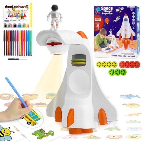 Proyector de Dibujo para Niños, CS COSDDI Mesa Proyectora de Dibujo para Niños Juguete Proyector de Trazo y Dibujo, Espaciales Mesa de Dibujo para Niños Pequeños con 66 Patrones para 3+