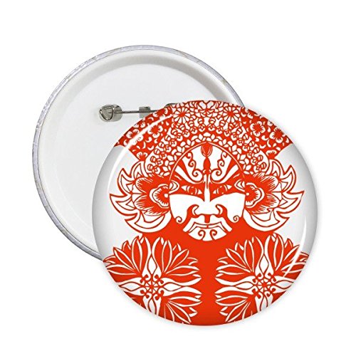 Badge Opéra de Pékin rouge lot de 5 broches XL en papier découpé tradition culture chinoise