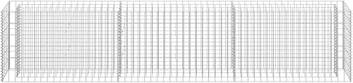 Vista 46 de vidaXL Gabion - Maceta elevada para pared, jardín, césped, patio, jardín, jardín, jardín, jardín, jardín, flores, acero galvanizado, 70.9 x 35.4