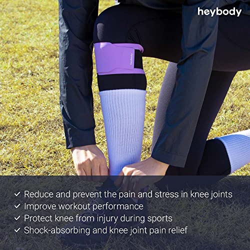 Heybody Slim Air Knee Brace | Knee Pain Relief Patella Protection Support | Hiking Soccer Basketball Running Cycling Yoga Judo Wrestling Skating Tennis Volleyball Squat (Gray, Large) #TOP3