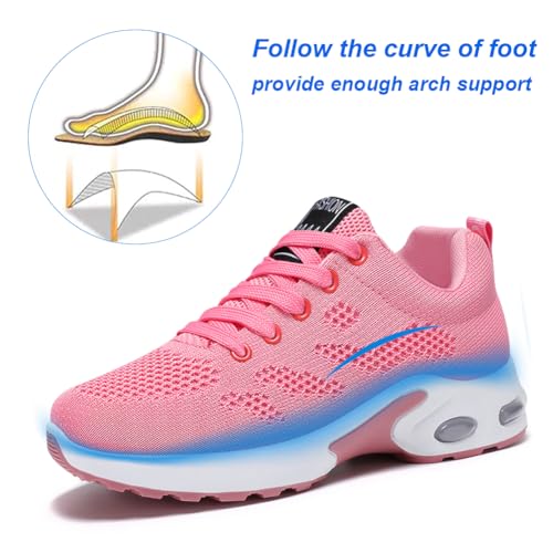 Padgene Womens Sneakers Air Cushion Running Shoes Lightweight Tennis Walking Shoes Mesh Breathable Gym Work Fashion Sneakers Athletic Comfortable Casual