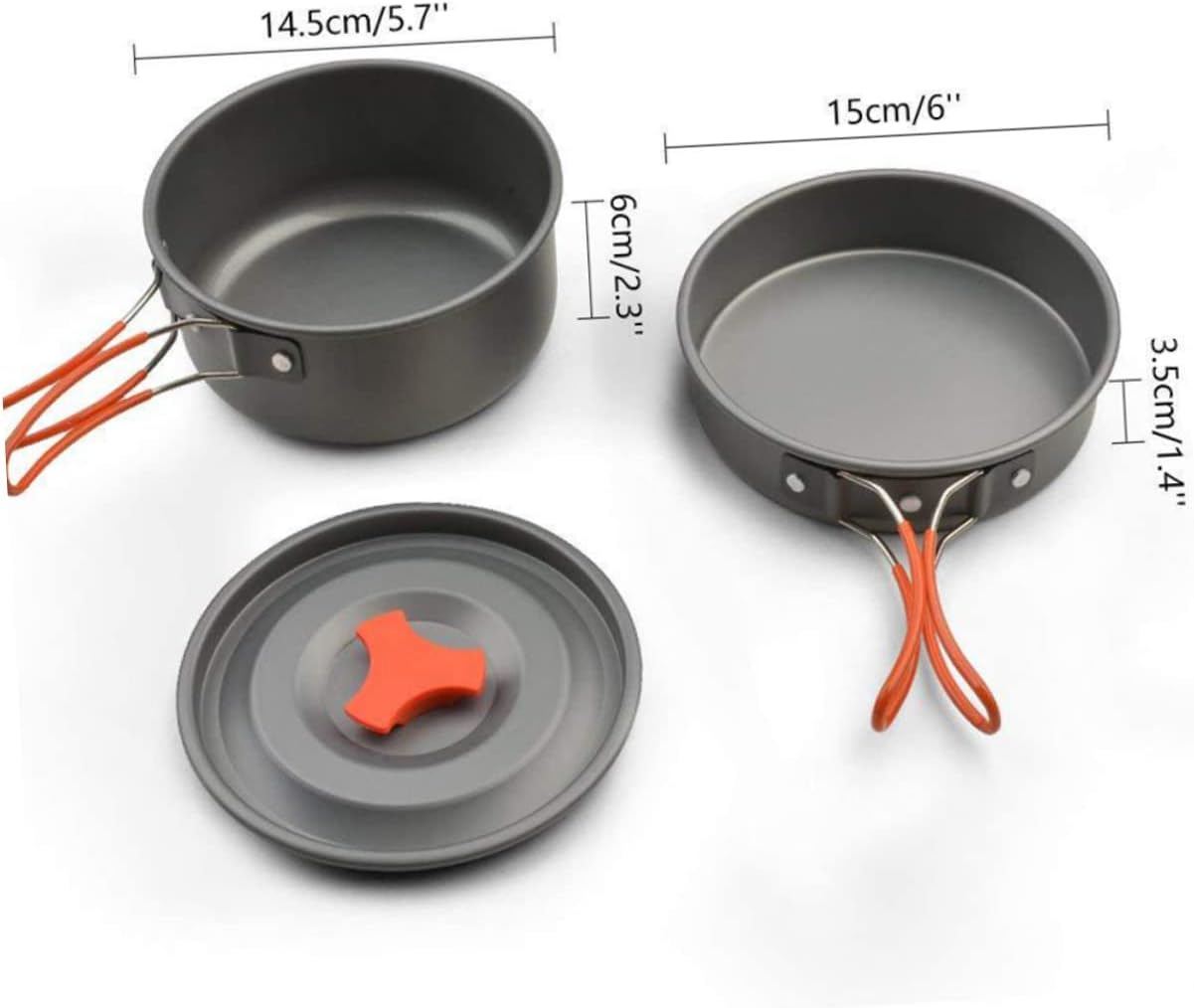 VICASKY Portable Camping Cookware Lightweight Anodized Pots Frying Pan with Insulated Handles for Outdoor