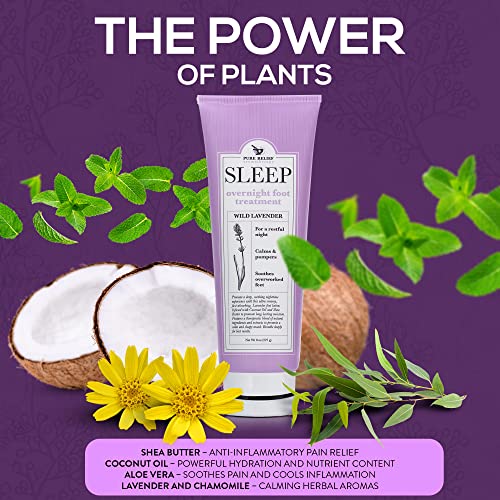 Pure Relief Relaxing Foot Lotion Moisturizer Cream For Dry Feet – Lavender Foot Care Cream W/Shea Butter, Aloe, & Coconut Oil – Foot Repair & Sleep Cream W/Soothing Scent, Pedicure Supplies, 8 Oz
