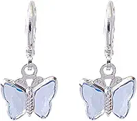 Brinco Argolinha Borboleta Azul Prata Antialergico