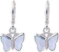 Brinco Argolinha Borboleta Azul Prata Antialergico