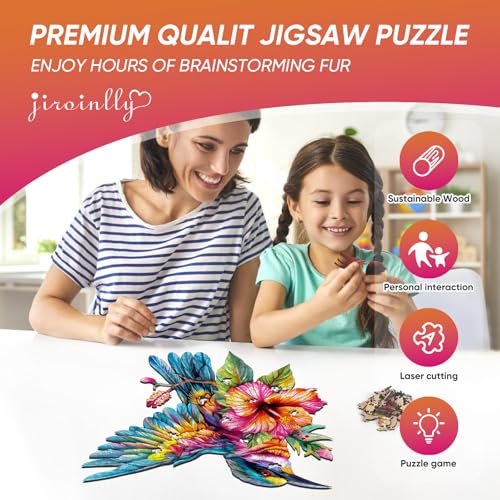 Jiroinlly Rompecabezas de Madera para Adultos 500 Piezas, Colibríes 17.3x16.6 pulgadas | Rompecabezas de Madera para Adultos, Mamá, Abuela, Certificado FSC, Piezas con Forma Única de Animal, Rompecabezas Colorido de Pájaros 17.3x16.6 pulgadas miniatura 5