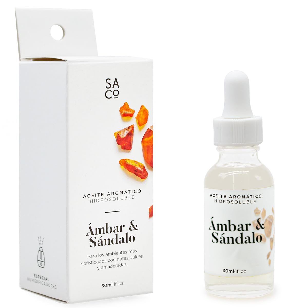 SEAL AROMAS Aceite Aromático Hidrosoluble ÁMBAR & SANDALO 30ml Essential para Difusores de Aromas