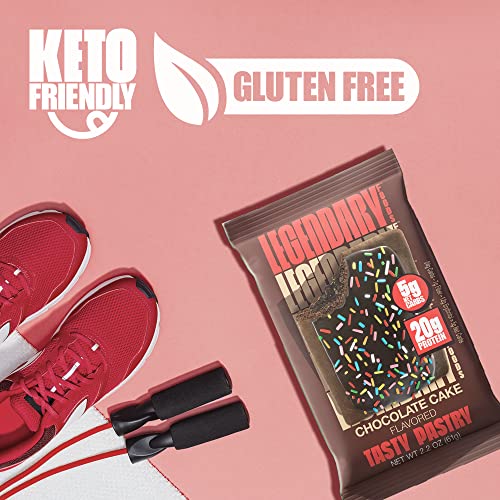 Legendary Foods 20 Gr Protein Bar Alternative Tasty Pastry | Low Carb Gluten Free | Keto Friendly | No Sugar Added | High Protein Snacks | On-The-Go Breakfast | Keto Food - Chocolate Cake (8-Pack) #TOP4
