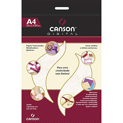 Papel Digital A4 180g/m², Canson, 66668838, Branco Casca de Ovo, 15 Folhas