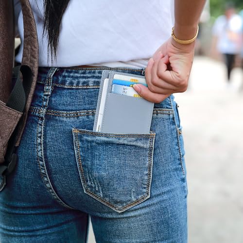 Image of Travelambo Slim Wallet Front Pocket Minimalist Leather RFID Blocking Medium Size
