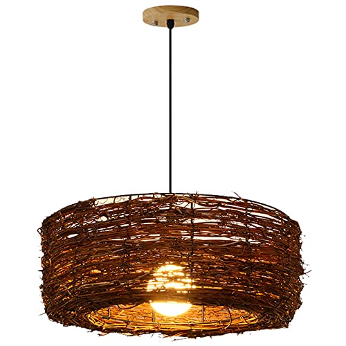 Luz colgante para comedor lámpara de techo tejida estilo costero farol de salón amoldable