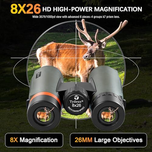 Binoculares compactos 8x26 con adaptador para trípode miniatura 6