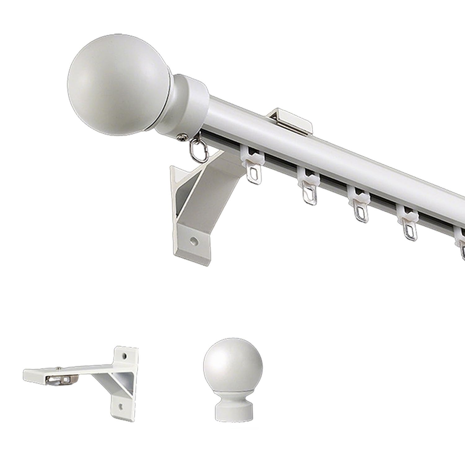 Tringle à Rideaux avec Embouts Ronds, Tringle à Rideau En Aluminium, Rail De Rideau pour les fenêtres, séparateur, chambre(Blanc,1.00 m (3.3 ft))